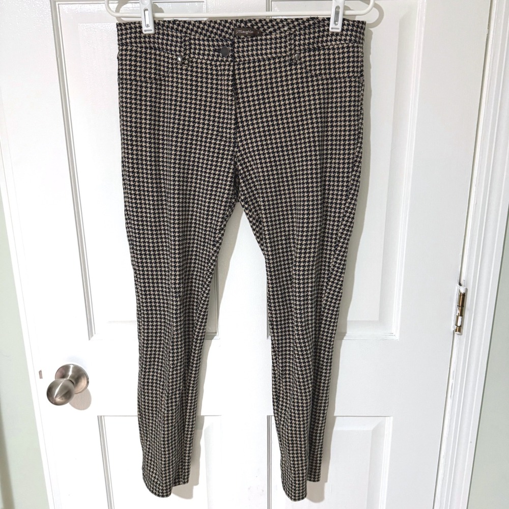 J.McLaughlin Womens Black Tan Houndstooth Slim Ankle‎ Pants Size 6 Stretch